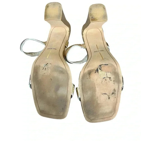 Dolce vita ILVA heels distressed gold leather slip on SZ 11 wedding bridal glam - Picture 11 of 13